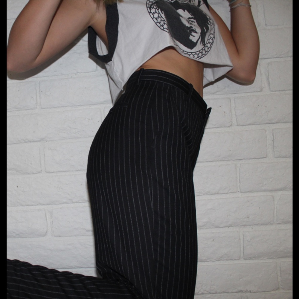 Black pinstripe pants